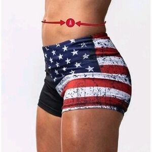 Born Primitive Double Take Booty Shorts Woman Sz S American Flag‎ USA Crossfit